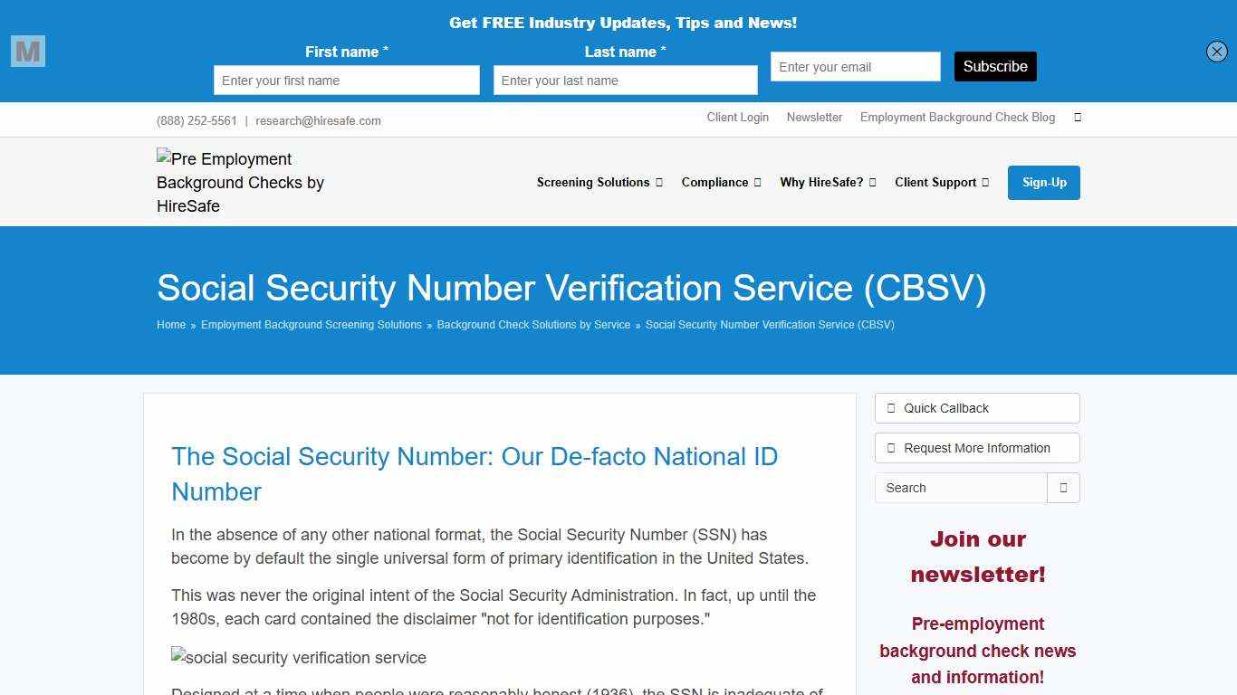 Social Security Verification Background Check HireSafe
